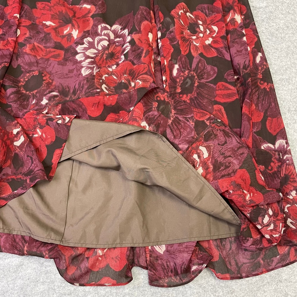 Coldwater Creek Brown Floral Zebra Print Chiffon Maxi Skirt XXL Gypsy Fairy - Picture 8 of 13